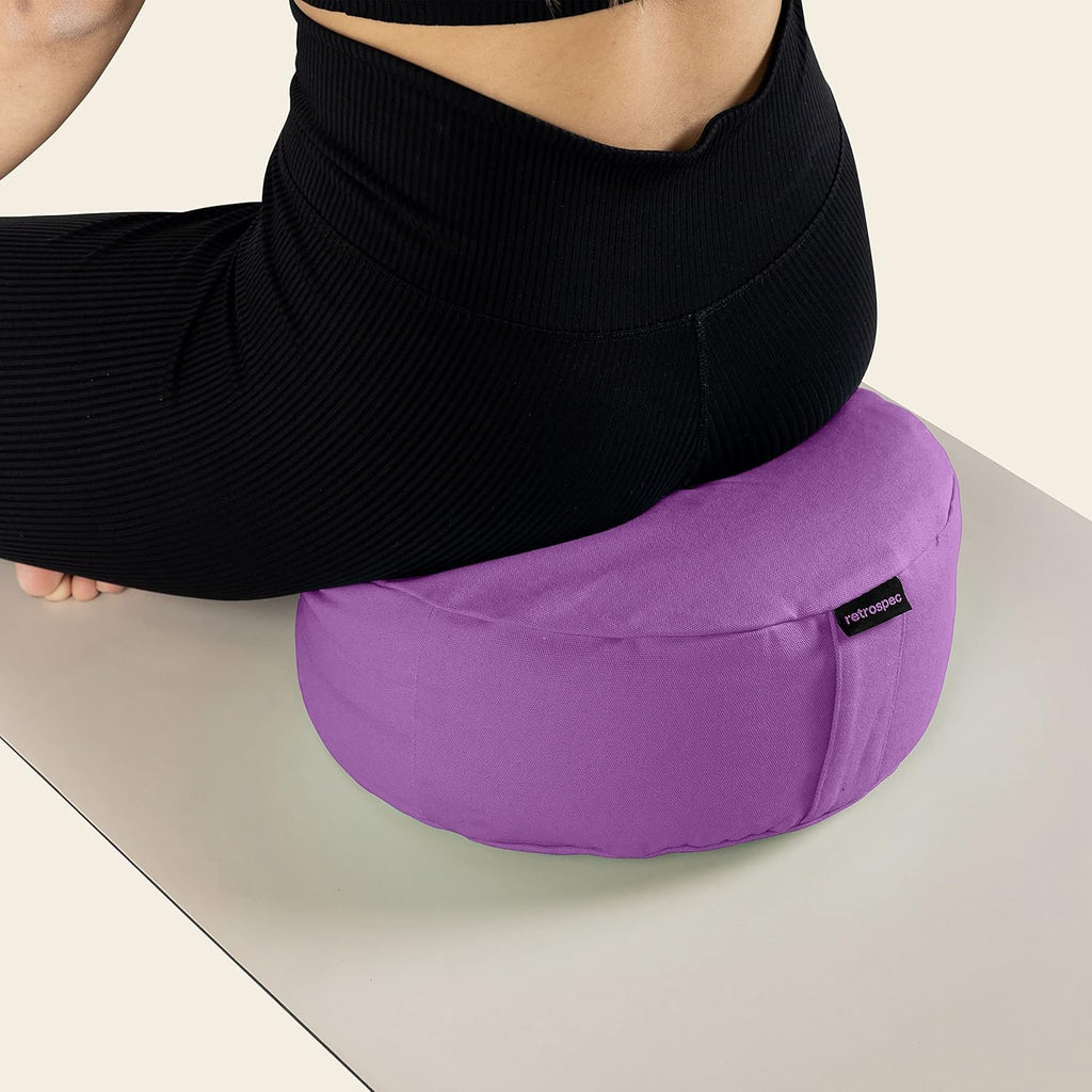 Sedona Zafu Meditation Cushion Filled W/Buckwheat Hulls - Yoga Pillow for Meditation Practices - Machine Washable 100% Cotton Cover & Durable Carry Handle, Round