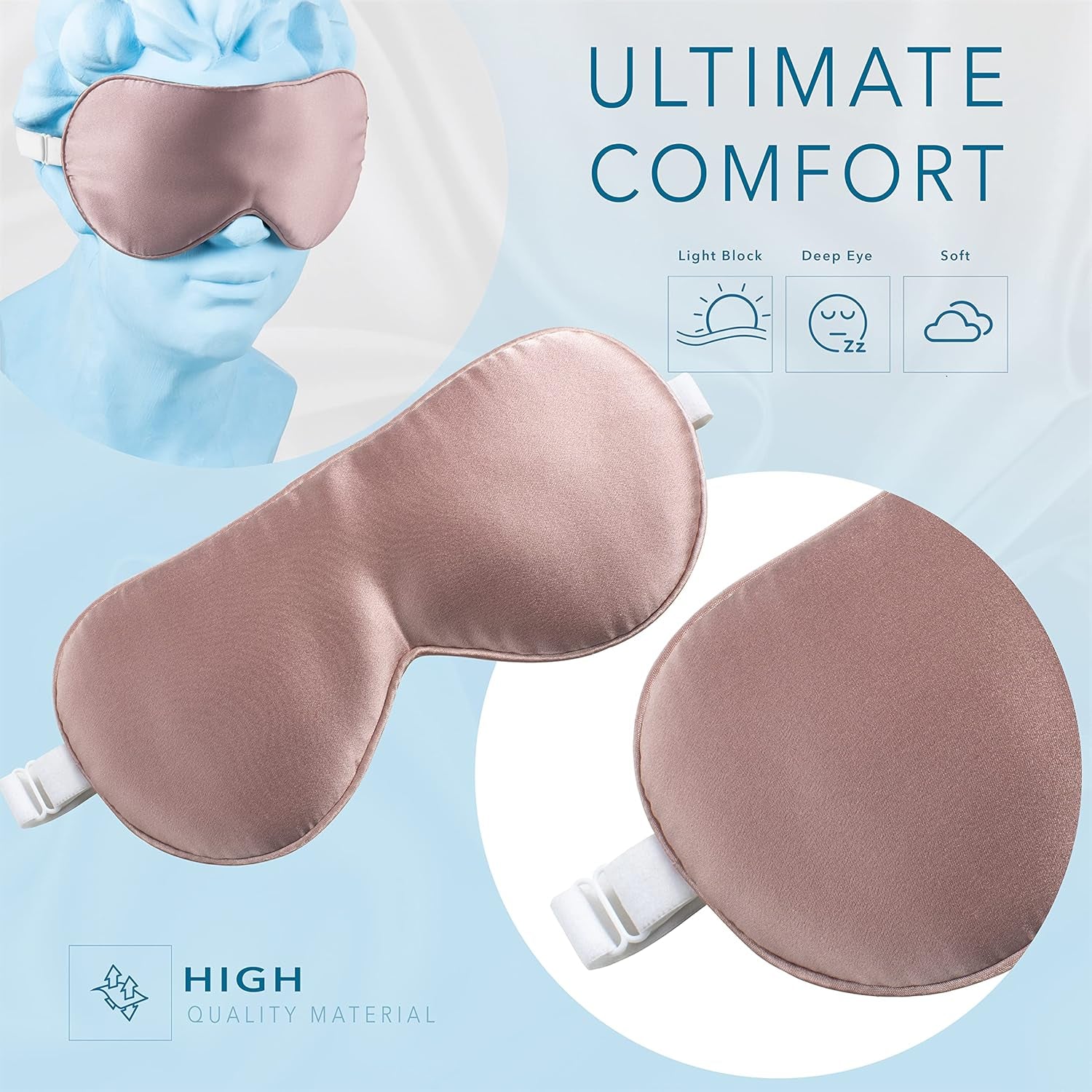 22 Momme Silk Sleeping Mask, Eye Mask for Sleeping, 100% Pure Silk Eye Mask with Adjustable Strap, Silk Sleep Mask for Women and Man, Ultimate Sleep Mask, Comfortable Sleep Eye Mask, Travel Eye Mask
