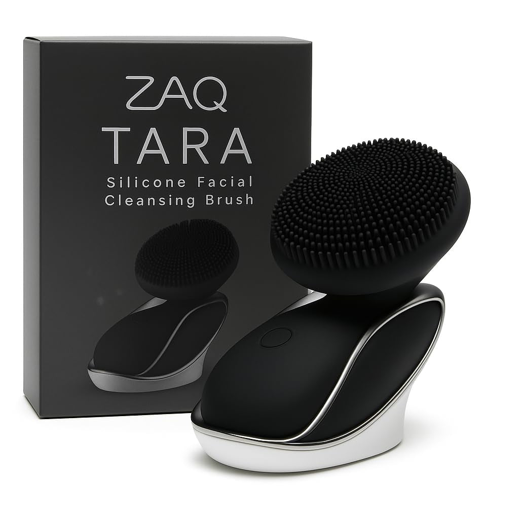 Tara Sonic Facial Cleansing Brush | Silicone Face Scrubber | Soft and Smooth Bristles Removes Dead Skin Cells and Makeup | for All Skin Types - Black