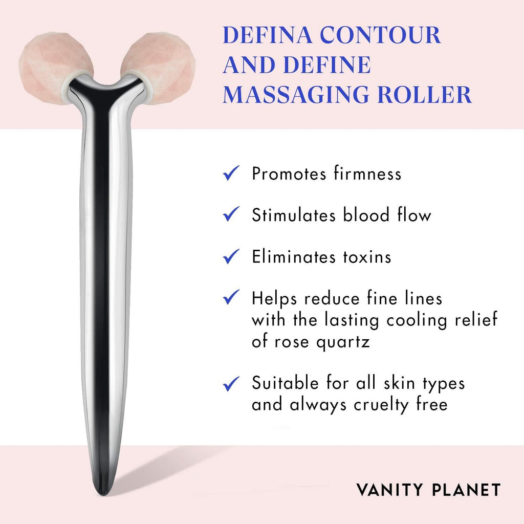 Defina Contour and Define Massaging Roller - Facial Roller Helps Stimulates Blood Flow and Helps Reduce Fine Lines - Unique V-Shaped Design for Cooling Precision