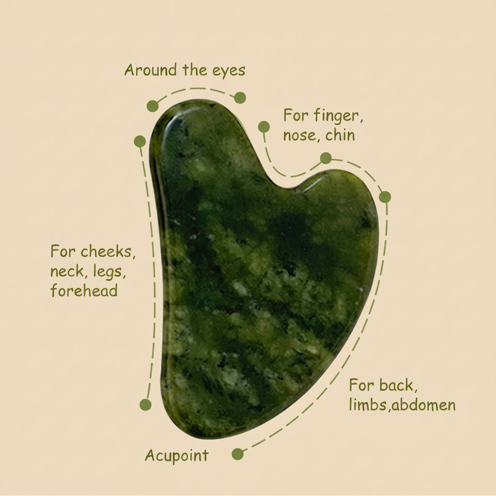 Gua Sha, Premium Gua Sha Facial Tools, Guasha Tool for Face Upgraded, Guasha Natural Jade Stone (Dark Green)