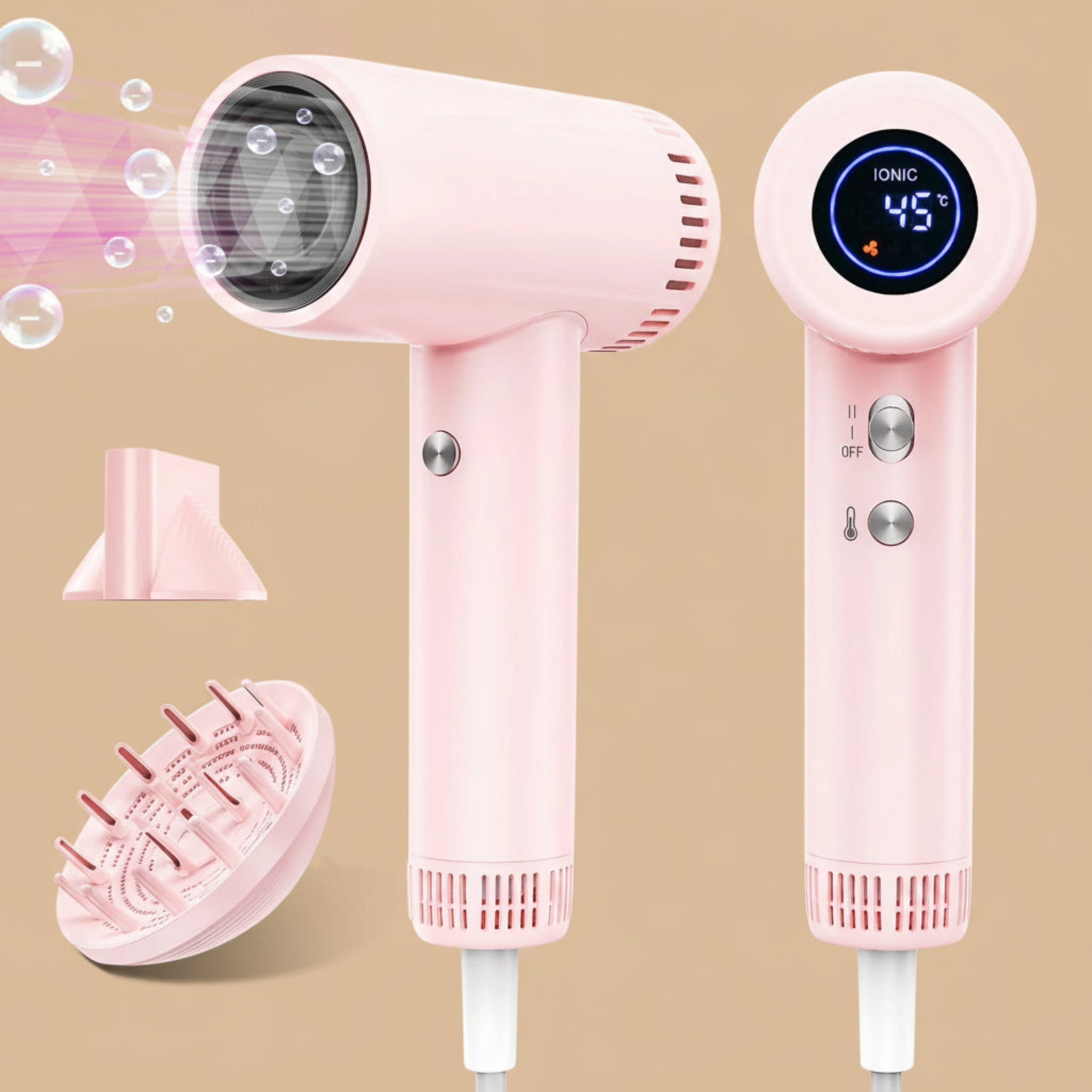 High Speed Rear-Intake Hair Dryer 160000RPM Brushless Cold Hot Silent Home Hair Dryer 500 Million Negative Ion Fast Dry Blower