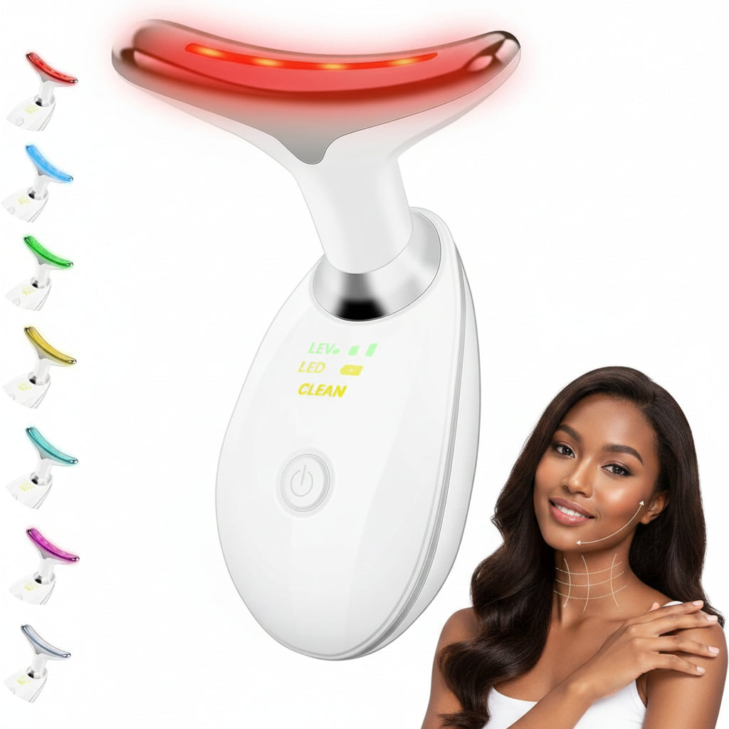 Face and Neck Massager,7 Color LED Facial Massager for Skin Care,Light Therapy for Face, Multifunctional Beauty Massager Tools
