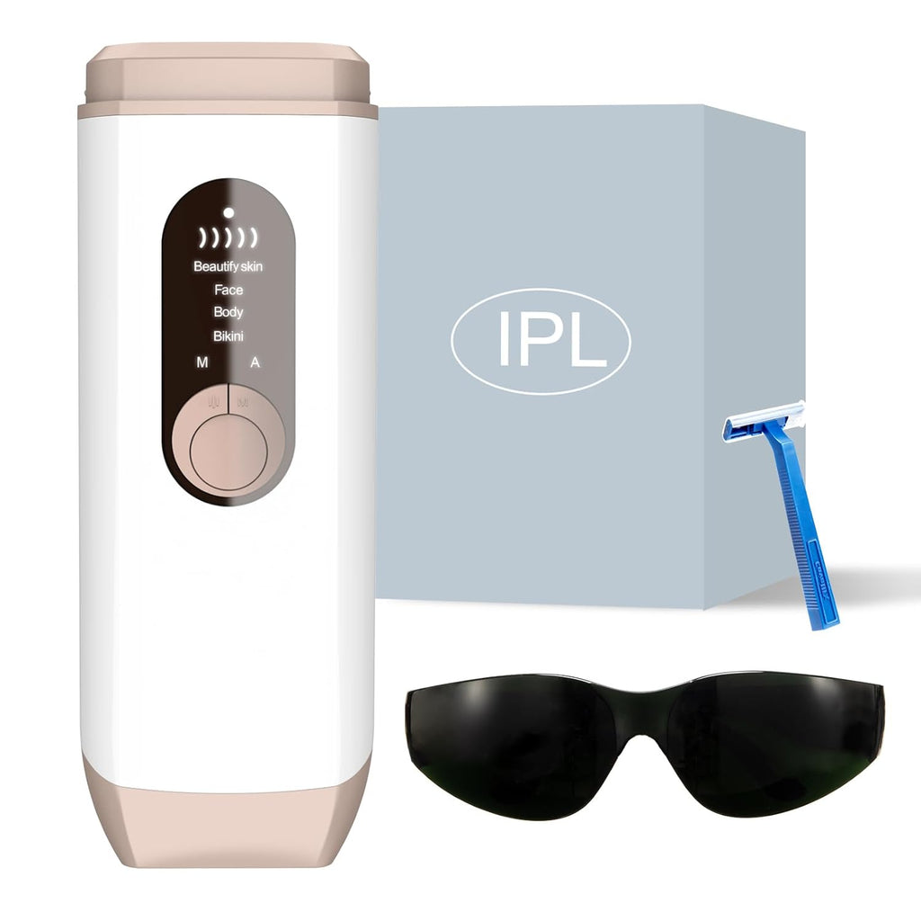 Laser Hair Removal,  Hair Removal Device with Ice Cooling Care Function, Visible Results in 2 Weeks, Laser Hair Removal for Women and Men Care Painless Safe Gentle at Home Full Body, White