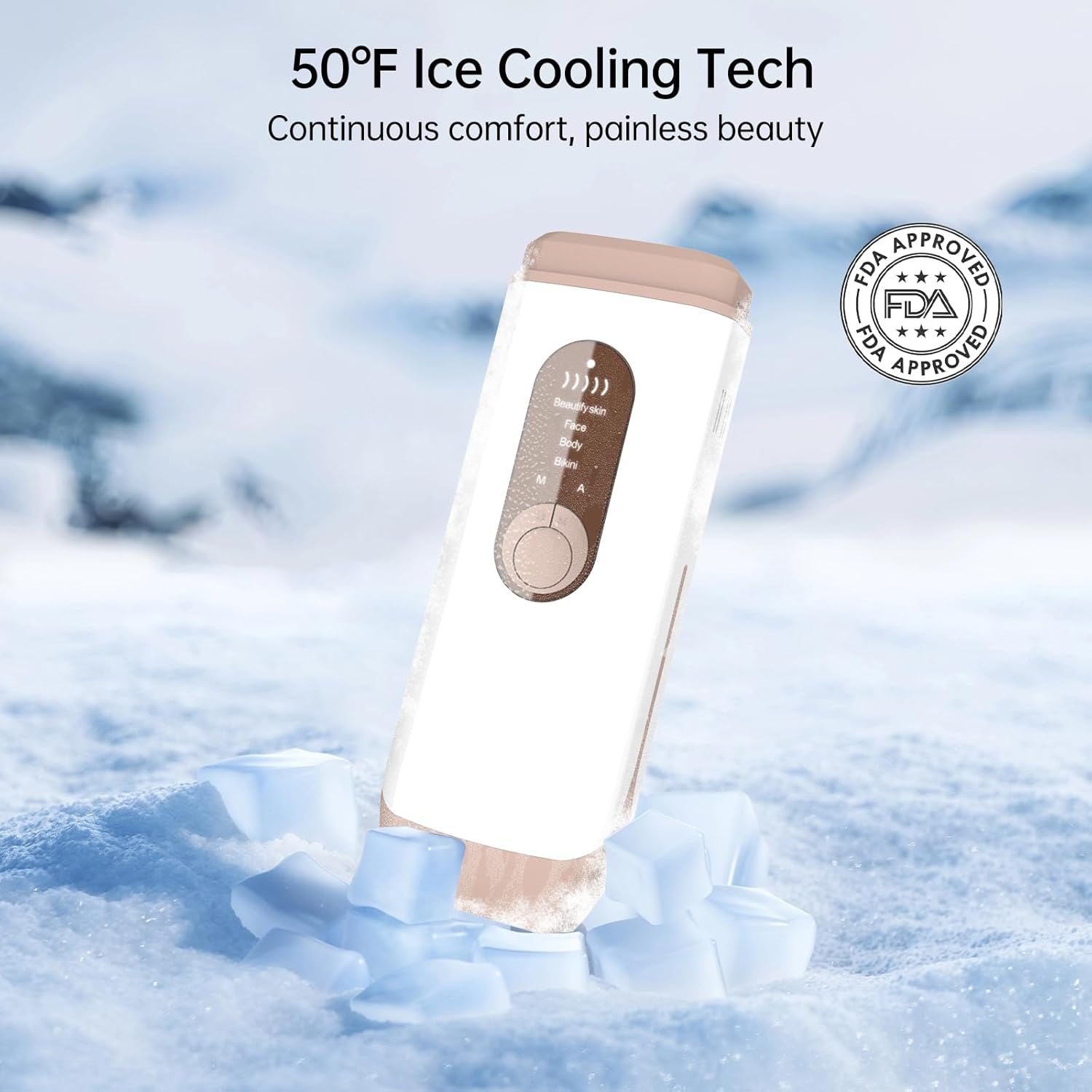 Laser Hair Removal,  Hair Removal Device with Ice Cooling Care Function, Visible Results in 2 Weeks, Laser Hair Removal for Women and Men Care Painless Safe Gentle at Home Full Body, White