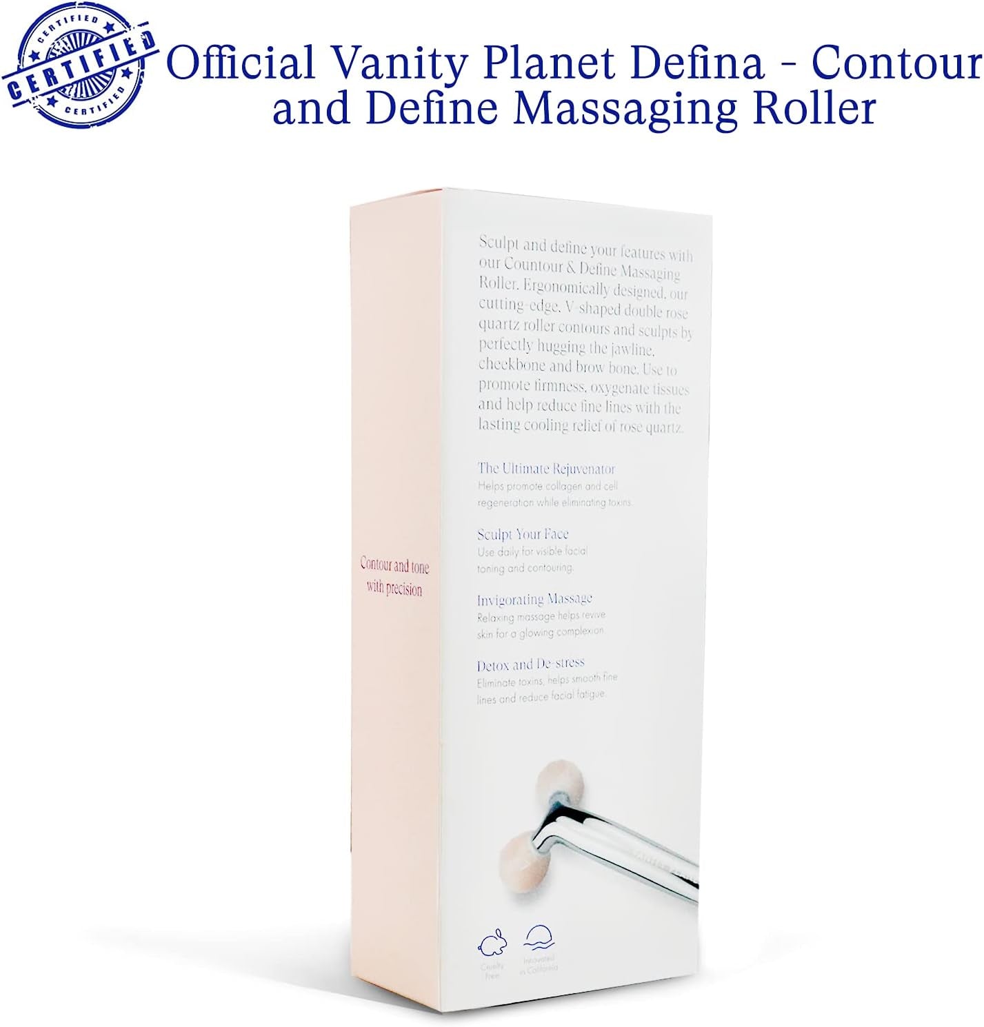 Defina Contour and Define Massaging Roller - Facial Roller Helps Stimulates Blood Flow and Helps Reduce Fine Lines - Unique V-Shaped Design for Cooling Precision