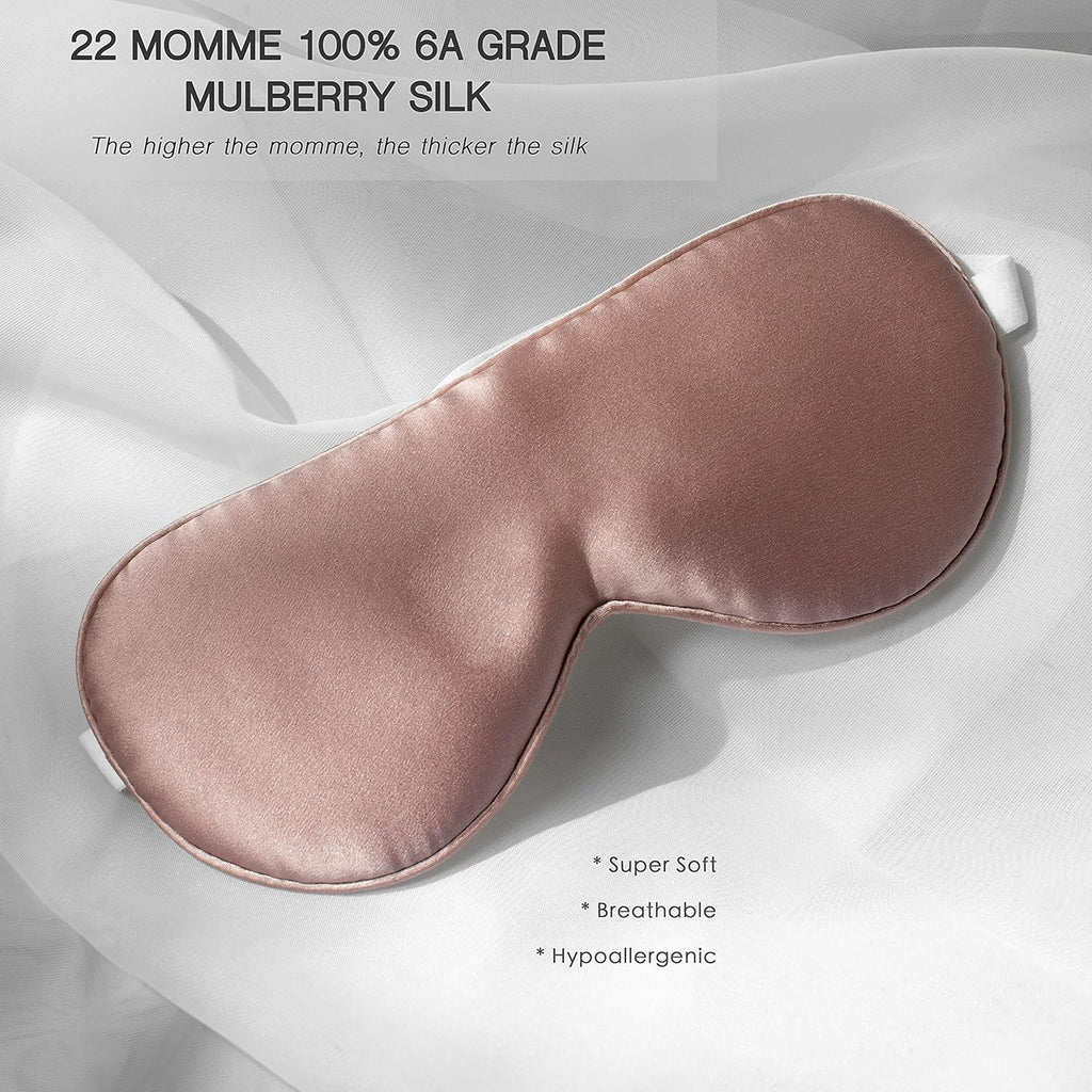 22 Momme Silk Sleeping Mask, Eye Mask for Sleeping, 100% Pure Silk Eye Mask with Adjustable Strap, Silk Sleep Mask for Women and Man, Ultimate Sleep Mask, Comfortable Sleep Eye Mask, Travel Eye Mask