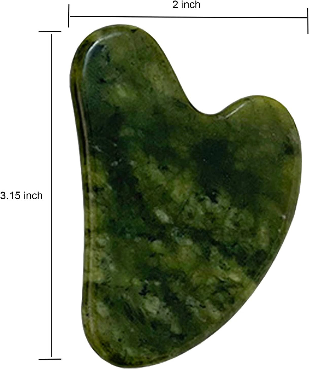 Gua Sha, Premium Gua Sha Facial Tools, Guasha Tool for Face Upgraded, Guasha Natural Jade Stone (Dark Green)