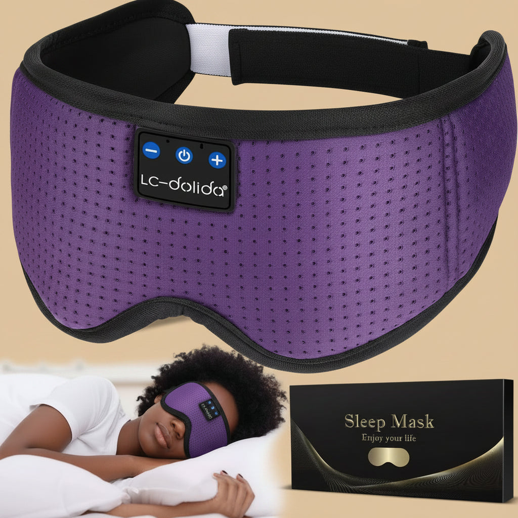 Sleep Headphones, Silk Sleep Mask Bluetooth Wireless Music Eye Mask, Sleeping Headphones for Side Sleepers Sleep Mask with Bluetooth Headphones Ultra-Thin Stereo Speaker Perfect for Sleeping