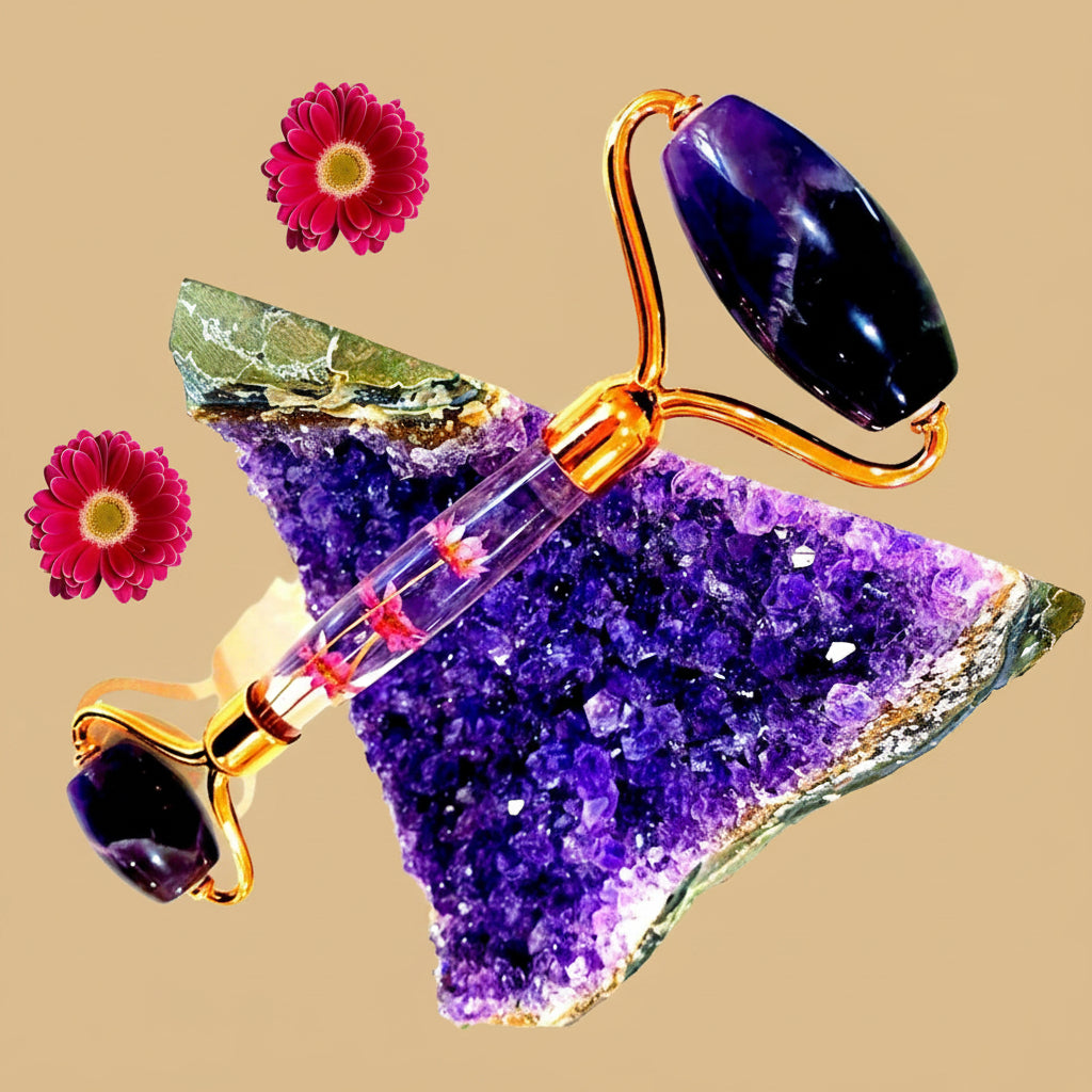 Amethyst Jade Roller Spa Gifts to Promote Relaxation and Stress Relief. (1Pcs, Purple Roller)