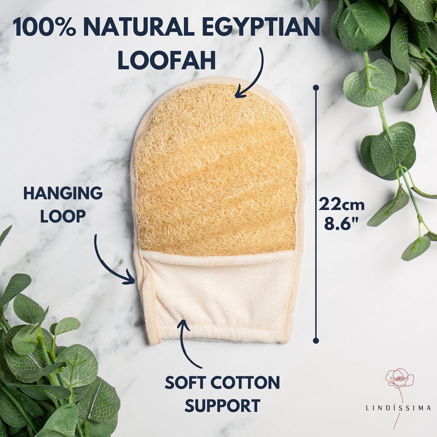 100% Natural Exfoliating Loofah Mitt, a Shower Loofah Glove Crafted with Eco-Friendly Egyptian Loofa, Lufas for Women and Men, Luffa Bath Sponge Exfoliator Skin Wash, Cream