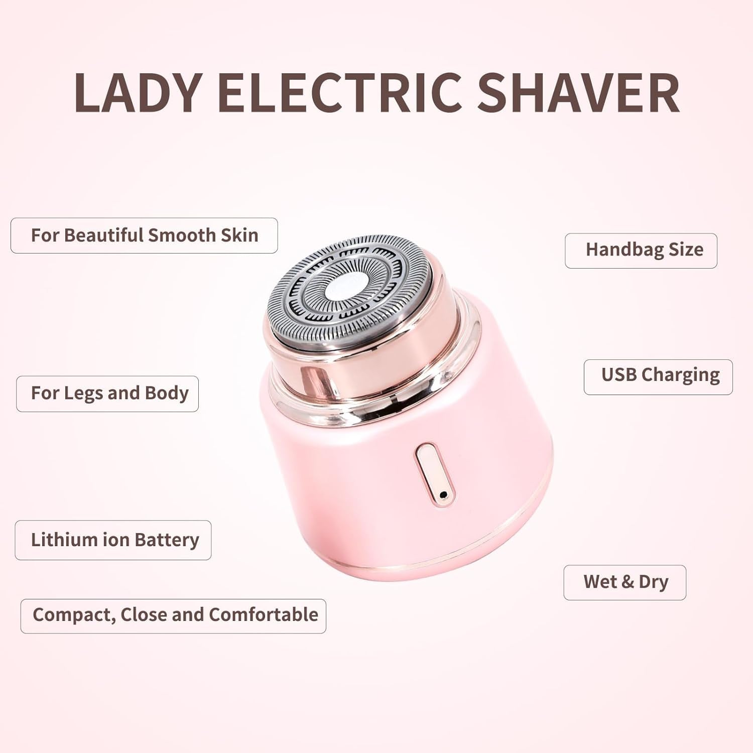 Painless Facial Hair Remover, Rechargeable Device for Women'S Face, Legs, Lips - Safe and Pink
