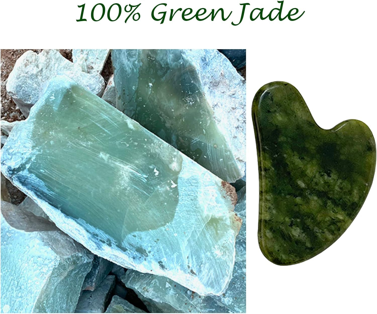 Gua Sha, Premium Gua Sha Facial Tools, Guasha Tool for Face Upgraded, Guasha Natural Jade Stone (Dark Green)