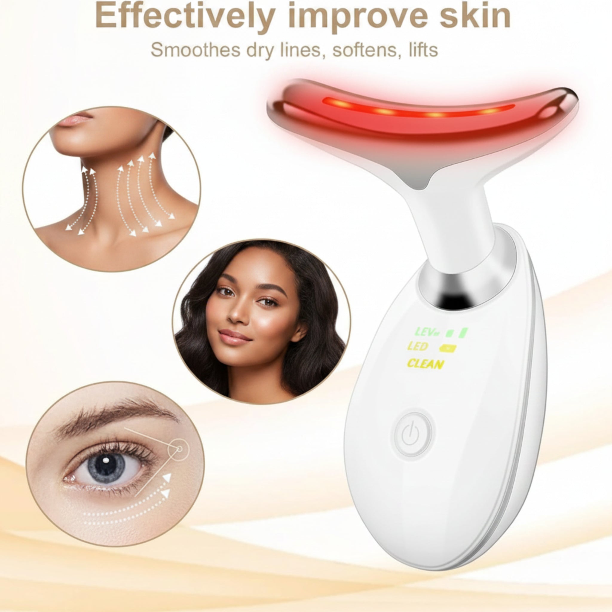 Face and Neck Massager,7 Color LED Facial Massager for Skin Care,Light Therapy for Face, Multifunctional Beauty Massager Tools