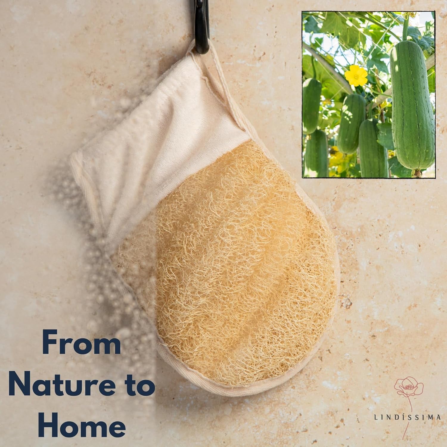100% Natural Exfoliating Loofah Mitt, a Shower Loofah Glove Crafted with Eco-Friendly Egyptian Loofa, Lufas for Women and Men, Luffa Bath Sponge Exfoliator Skin Wash, Cream