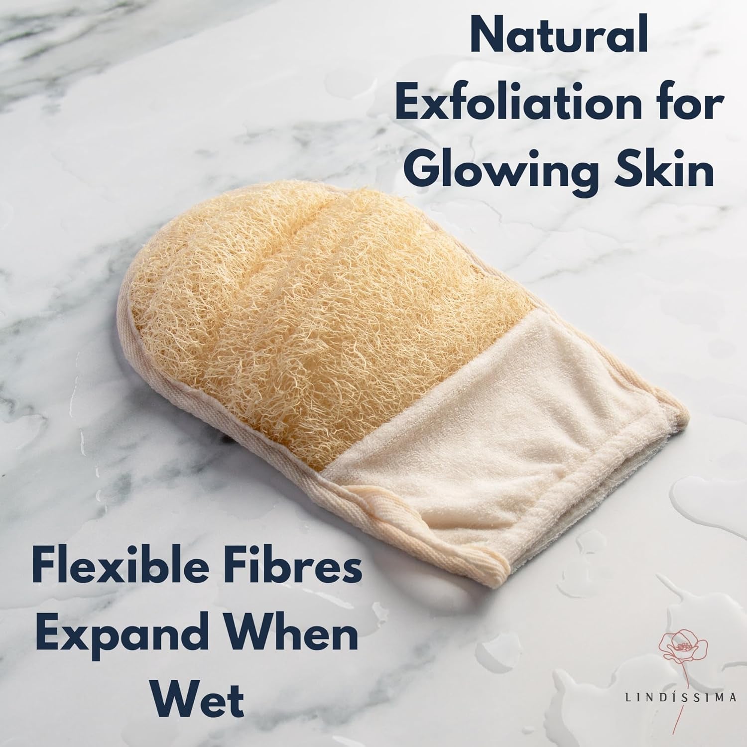 100% Natural Exfoliating Loofah Mitt, a Shower Loofah Glove Crafted with Eco-Friendly Egyptian Loofa, Lufas for Women and Men, Luffa Bath Sponge Exfoliator Skin Wash, Cream