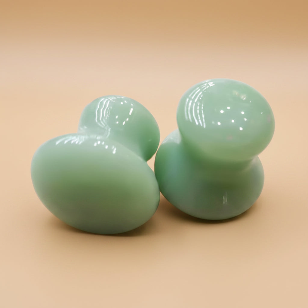 Ice Roller 2Pcs Facial Tools, Green Jade Quartz Massage Rollers Stones Scraping Massage Tool for Women Home Spa