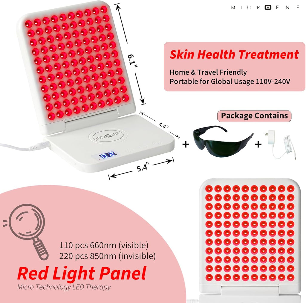 Red Light Therapy Lamp, Powerful 110 Leds with Infrared Light, 1X660Nm & 850Nmx2 Deep Tissue Heating, near Infrared Healing Supports 110-240V with Timer